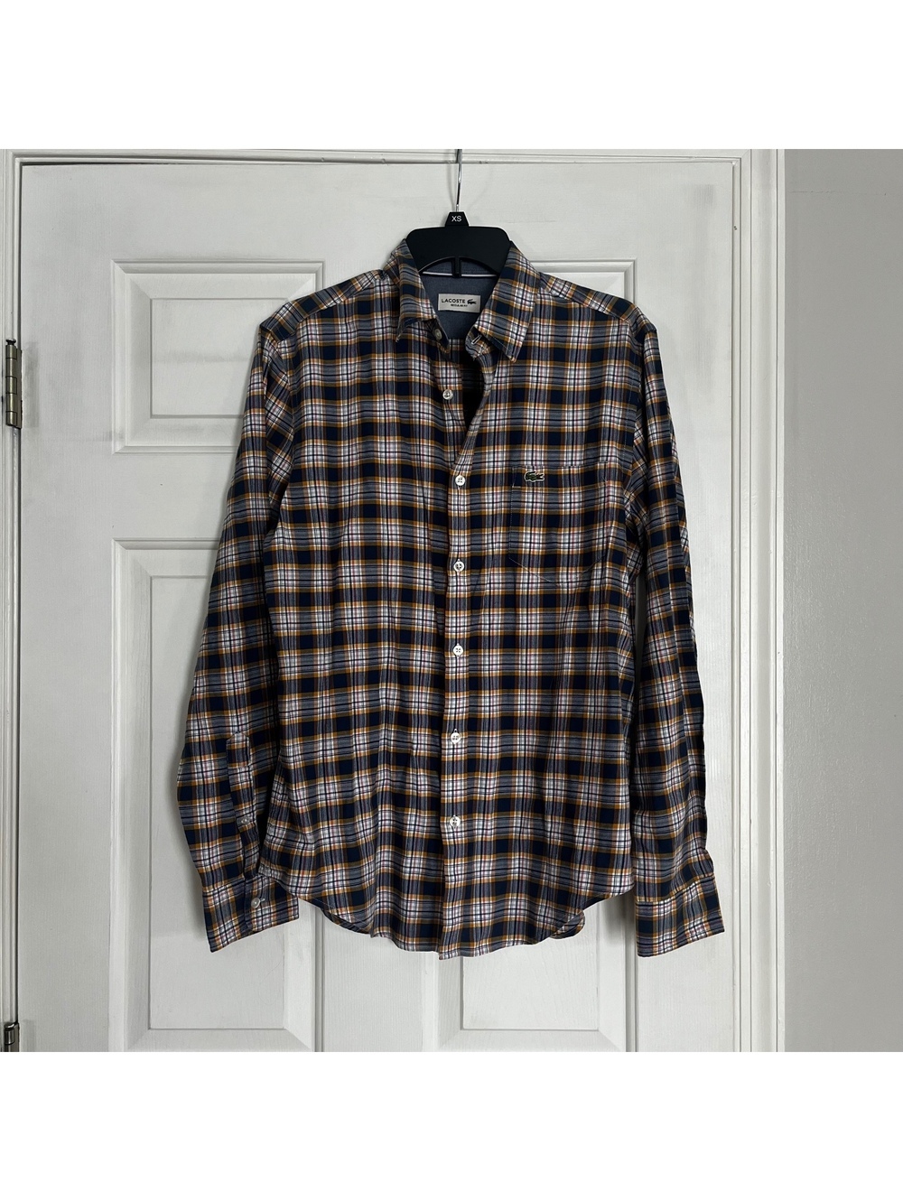 Lacoste Regular Fit Plaid Button-Up Shirt Medium
